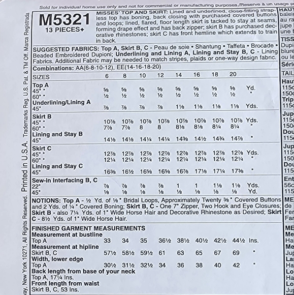 McCall's gown "Bridal Elegance" sewing pattern #M5321, sz: 6-12, NEW! - Picture 6 of 13